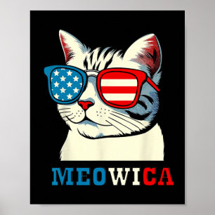 Meowica 4. Juli Cat Sungles American USA Flag Poster
