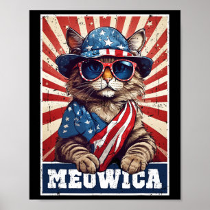 Meowica 4. Juli Katze Amerikanische Flagge Katze L Poster