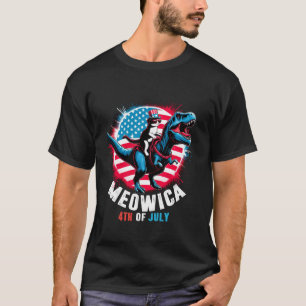 Meowica 4. Juli Katze Reitet T Rex Dinosaurier USA T-Shirt