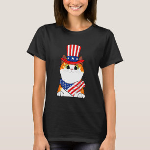 Meowica 4. Juli Patriotic Katze American Flag Cu T-Shirt