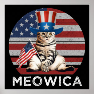 Meowica 4. Juli Patriotische Amerikanische Katze Poster