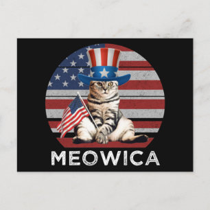 Meowica 4. Juli Patriotische Amerikanische Katze Postkarte