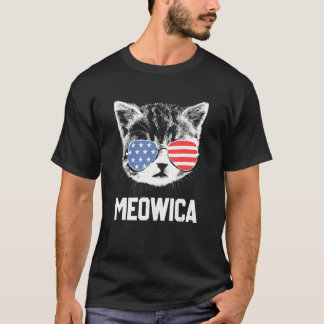 Meowica 4th July Pawtriotic Kitty Merica Cat Us Fl T-Shirt