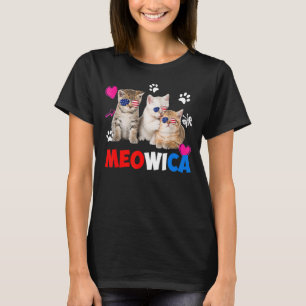 Meowica Cat America Flag Brille 4. Juli T-Shirt