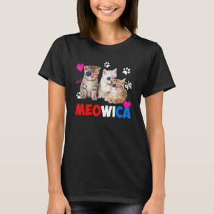 Meowica Cat America Flag Brille 4. Juli T-Shirt