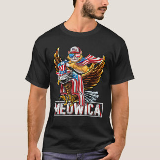 Meowica Cat Bald Eagle 4. Juli Patriotische Ameri T-Shirt