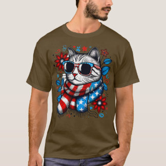 meowica cat Sonnenbrille Amerikanische Flagge 4. J T-Shirt