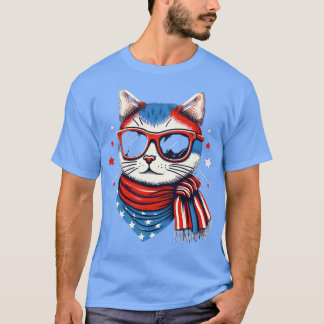 meowica cat Sonnenbrille Amerikanische Flagge 4. J T-Shirt