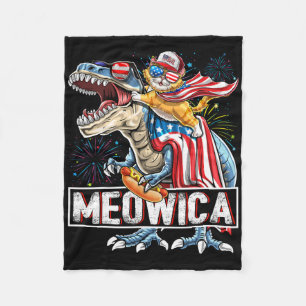 Meowica Cat T Rex Dinosaurier 4. Juli American Fl Fleecedecke