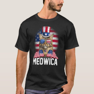 Meowica Cat Usa Flag Sonnenbrille & Uncle Sam Hat T-Shirt
