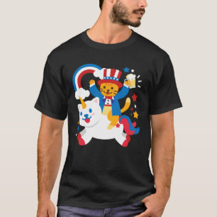 Meowica Einhorn Bier 4. Juli USA Merica Katze T-Shirt