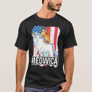 Meowica Einhorn Katze 4. Juli Patriotisch Amerikan T-Shirt