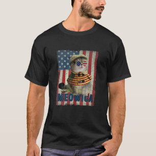 Meowica Katze 4. Juli Katzen Amerikanische Flagge T-Shirt