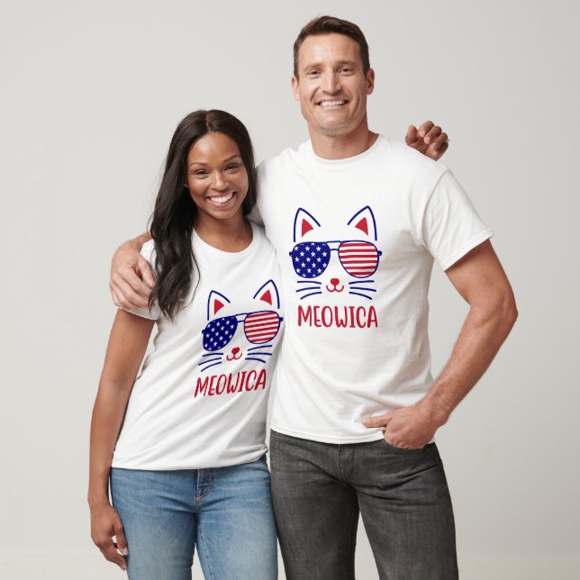 Meowica Katze 4. Juli Shirt - Patriotische Katze L (Unisex)