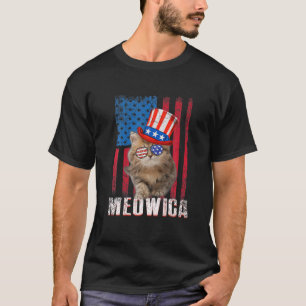 Meowica Katze American Flag Patriotic 4. Juli Ki T-Shirt