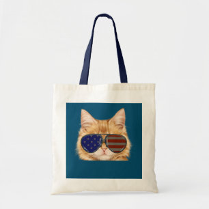 Meowica Katze Amerikanische Flagge 4. Juli Merica Tragetasche
