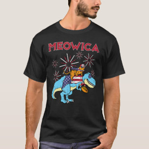 Meowica Katze Auf Trex Hotdog Uns Flagge 4. Juli D T-Shirt