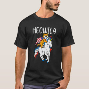 Meowica Katze Einhorn 4. Juli Patriotischer Kleink T-Shirt