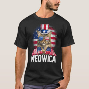 Meowica Katze USA-Flagge Sonnenbrille & Onkel Sam T-Shirt