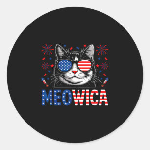 Meowica Katzen-Sonnenbrille Merica 4. Juli USA Runder Aufkleber