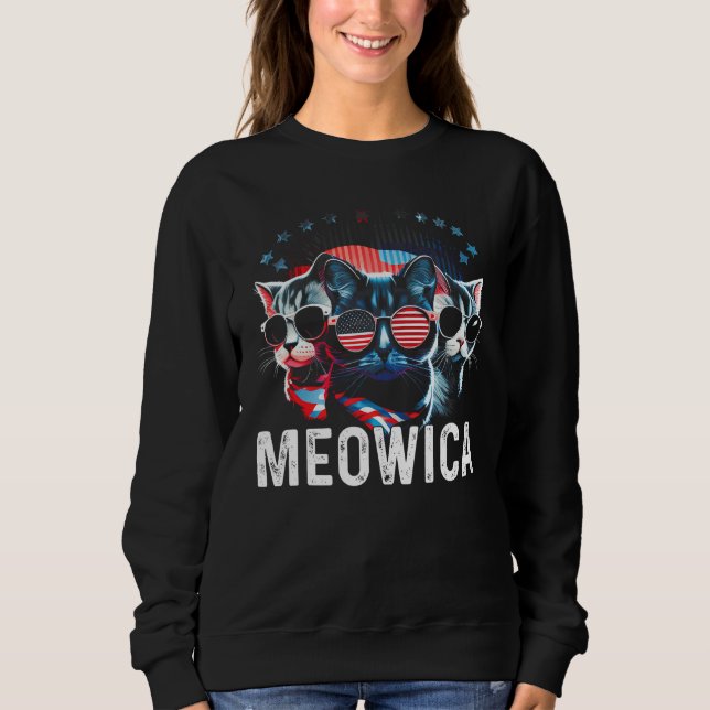 Meowica Patriotic Three Cats 4th of July Kids Amer Sweatshirt (Vorderseite)
