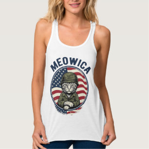 Meowica Patriotische Katze Vintage Gravur Shirt De