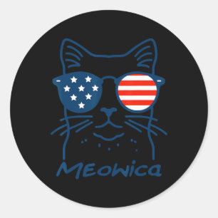 Meowica Usa merica Cat 4. Juli Funny Patriotic Runder Aufkleber