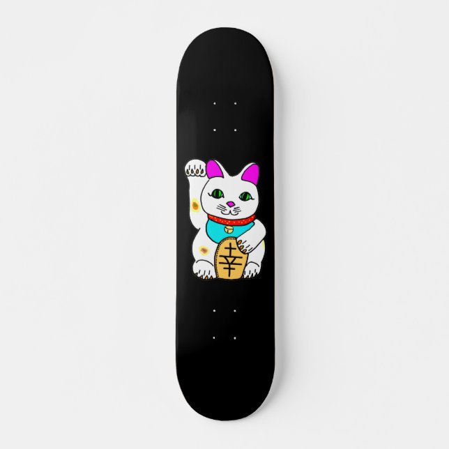 MEOWIES LUCKY CAT MANEKI NEKO BLACK SKATEBOARD (Vorne)