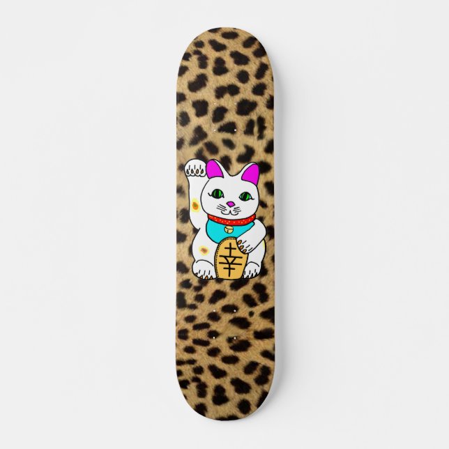 MEOWIES LUCKY CAT MANEKI NEKO LEOPARD SKATEBOARD (Vorne)
