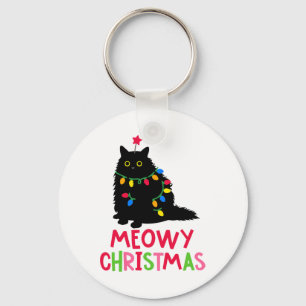 Meowing Christmas Cat Merry Catmas Funny Cats Fami Schlüsselanhänger