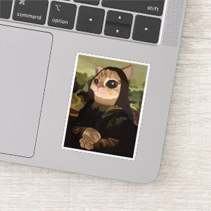 Meowlisa Lustige Mona Lisa Katzen Gesicht Aufkleber