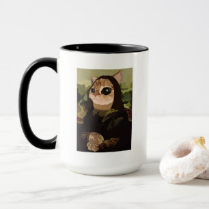 Meowlisa Lustiges Mona Lisa Katzen Gesicht Tasse
