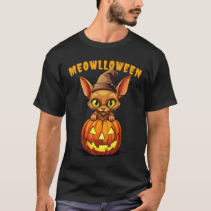 Meowlloween Halloween Abessinierkatze Hexenhut Kür T-Shirt