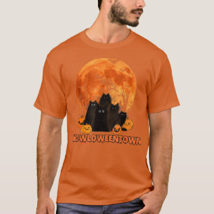 Meowloweweown Funny Black Cat Lover Halloween Cos T-Shirt