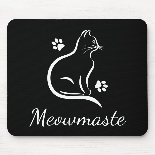 Meowmaste Cat Yoga Mousepad Black (Vorne)
