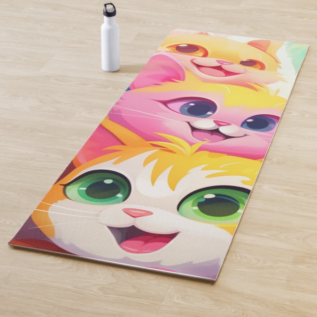 Meowmaste - Niedlich Kittens Anime Style Yogamatte (Beispiel)