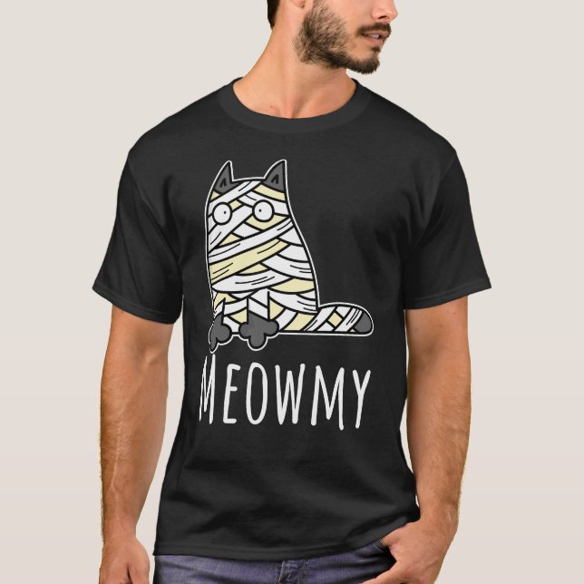 Meowmy Mummy Cat - Funny Pet Halloween T-Shirt (Vorderseite)