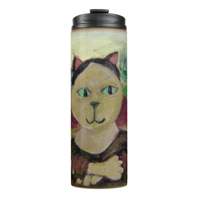 Meowna Mona Lisa Epic Cat Classic Painted Art Thermosbecher (Vorderseite)