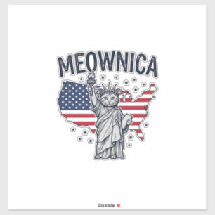 Meownica Patriotische Katze Vintage Vektor Design_ Aufkleber