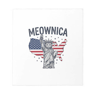 Meownica patriotische Katze Vintage-Vektordesign_1 Notizblock
