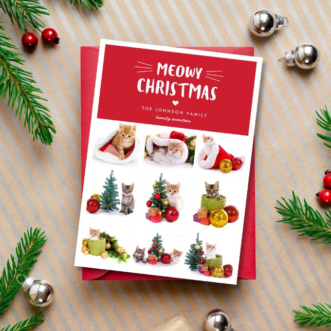 Meowny Christmas 9 Chat Photo Collage Carte de Noë (Créateur téléchargé)