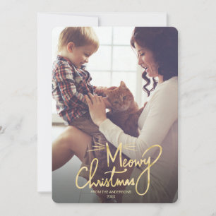 Meowny Christmas Funny Chat Carte photo de Noël