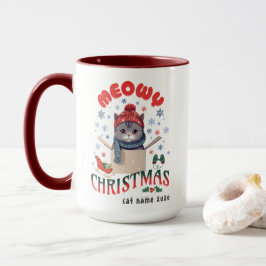 Meowny Noël Grumpy Gris Chat Mug