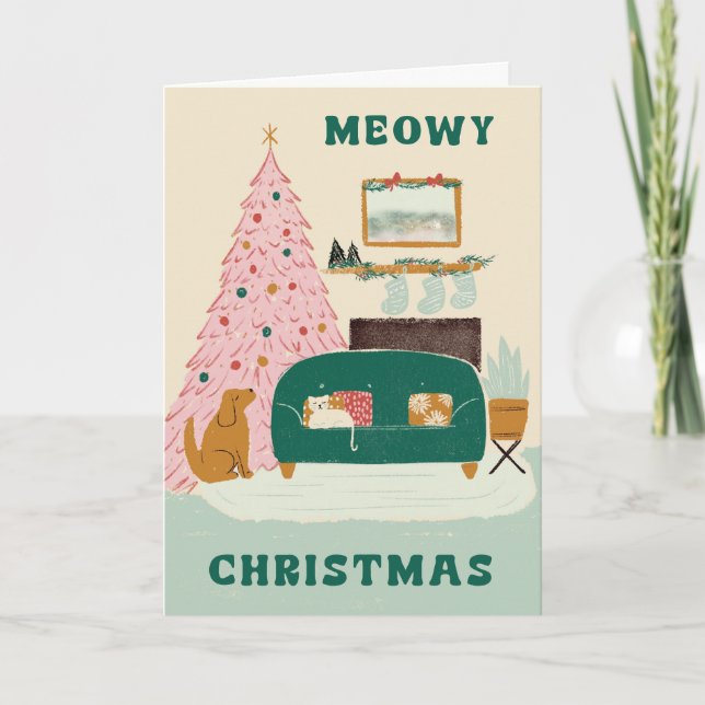 Meowowy Christmas & Yappy New Year Grußkarte Karte (Vorderseite)