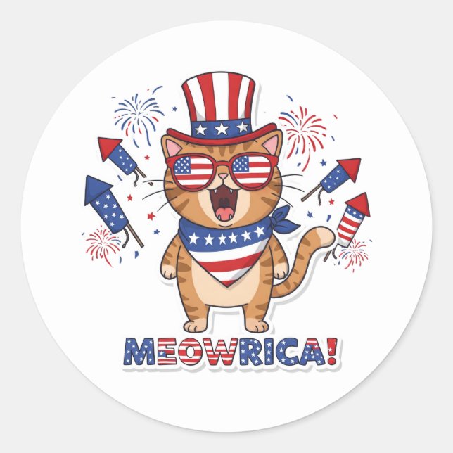 Meowrica ! Sticker pour chat patriotique (Devant)