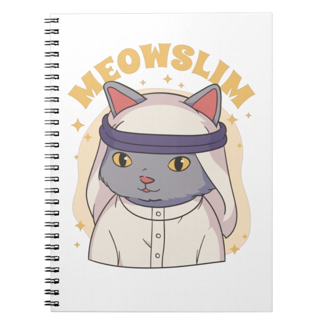 MEOWSLIMMUSLIMISCHER CARTOON KATZE TRAARABIC GARME NOTIZBLOCK (Vorderseite)