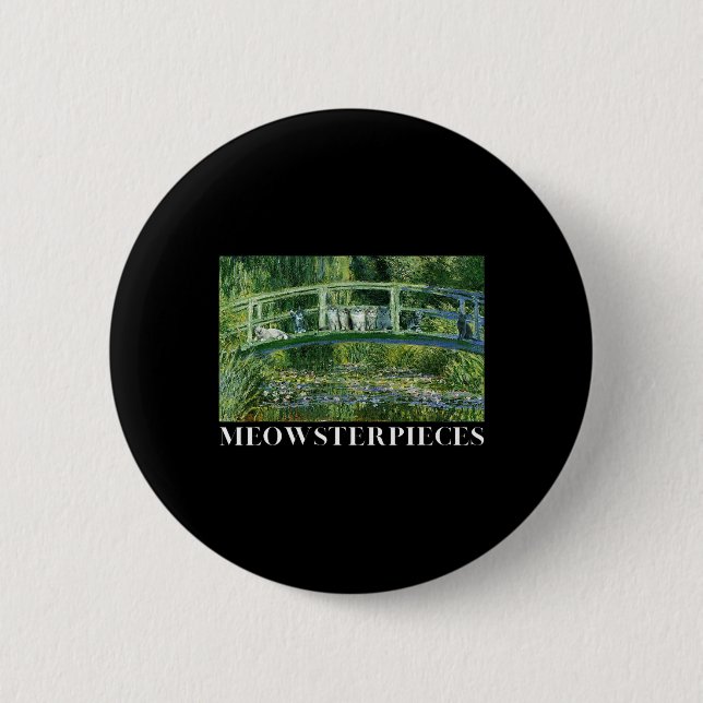Meowsterstücke AntiquitätenÖlgemälde Funny Cat Lie Button (Vorderseite)