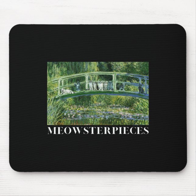 Meowsterstücke AntiquitätenÖlgemälde Funny Cat Lie Mousepad (Vorne)