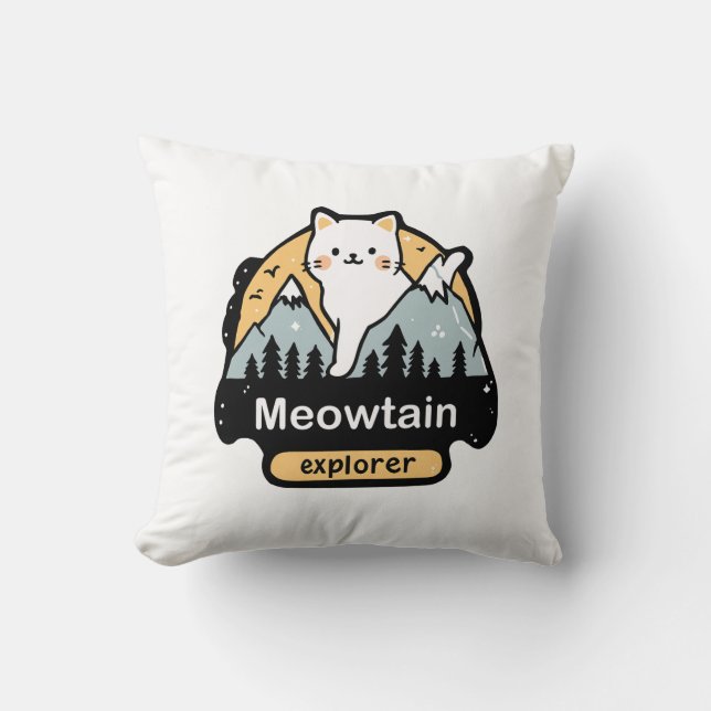 Meowtain Explorer – Süßes Katzenabenteuer-Design Kissen (Vorderseite)