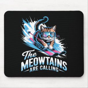 Meowtains rufen Ski-Katze Skifahrer lustiges Skifa Mousepad